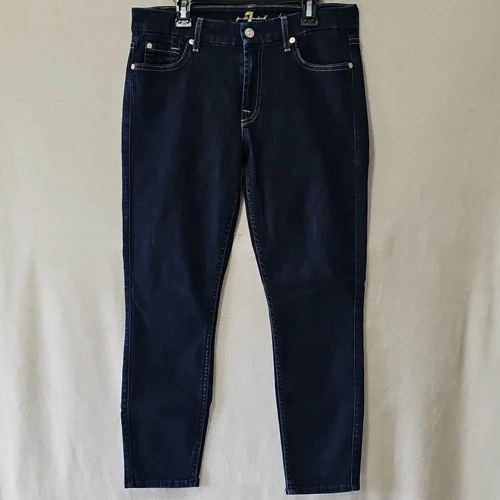 7 For All Mankind Mid-Rise Kimmie Cropped Denim Jeans Size 29 - Picture 4 of 7